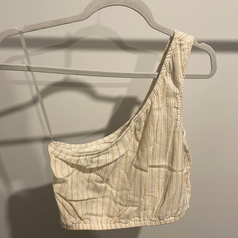 American Eagle one shoulder striped crop top